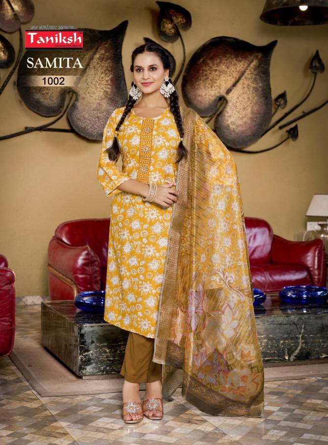 Samita Vol 1 By Taniksh Handwork Printed Kurti With Bottom Dupatta Wholesalers In Delhi
